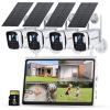 Solar Security Cameras Wireless Outdoor: 2.5K/4MP UHD Battery Solar Powered Home Security Wifi System with 10" LCD Monitor, 10CH NVR Color Night Vision Smart Motion Alert 2-Way Audio 64GB Storage view 1