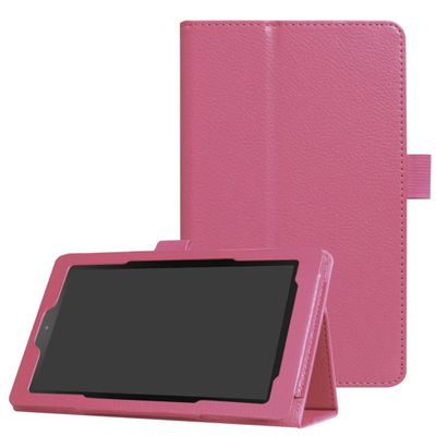 ZZOUGYY Tablet Cover for Amazon Kindle Fire 7 5th Generation(Model:SV98LN,2015 Release),Ultra Slim Folio Stand Lightweight Leather Case for Kindle Fire HD7 5th Gen 7" (Li-Peach Red)