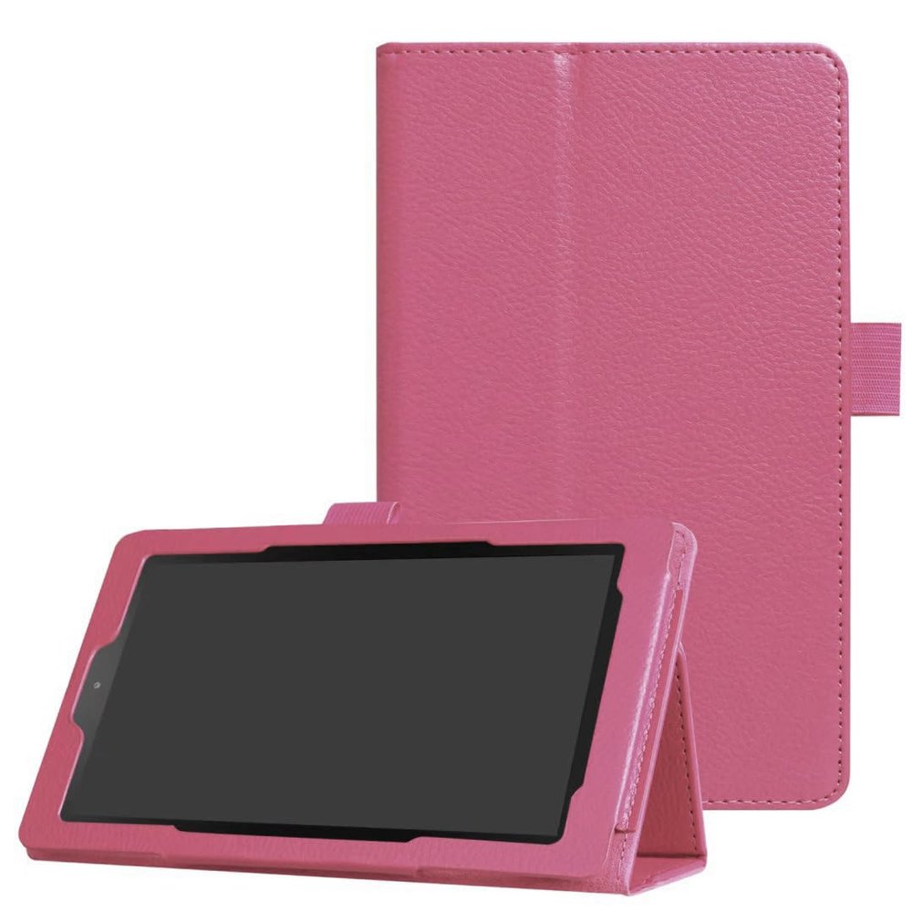 ZZOUGYY Tablet Cover for Amazon Kindle Fire 7 5th Generation(Model:SV98LN,2015 Release),Ultra Slim Folio Stand Lightweight Leather Case for Kindle Fire HD7 5th Gen 7" (Li-Peach Red)