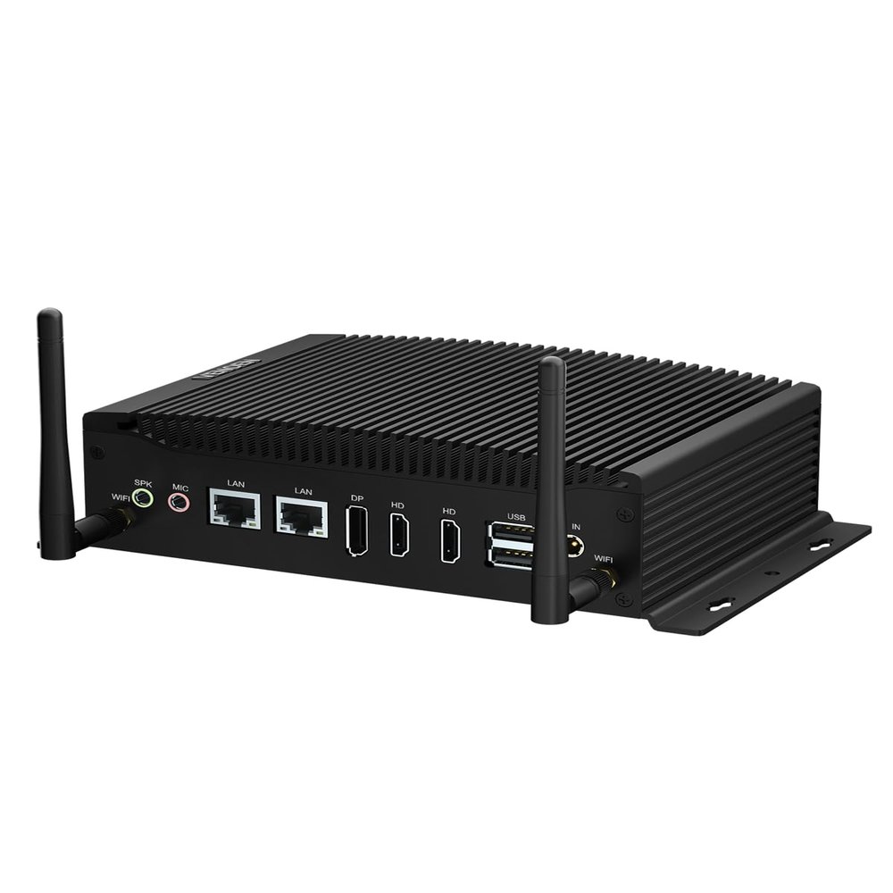 VENOEN Fanless Mini PC Core i7 10810U, W11 Pro, 2X HD-MI, DP, 4K HTPC, GPIO, 2X RS232 COM, 2X RJ45 LAN, AC WiFi, BT4.2, Mini PCI E 3G/4G Module, RAID, Auto Power On, 16GB DDR4 RAM 256GB M.2 SSD