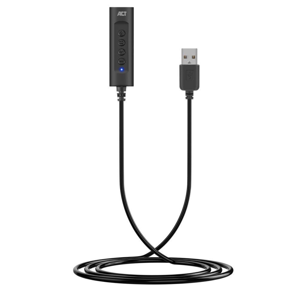 ACT USB sound card, USB to jack 3.5 mm socket, with volume control, USB sound card external, connects audio and microphone aux to PC/laptop/- AC9360