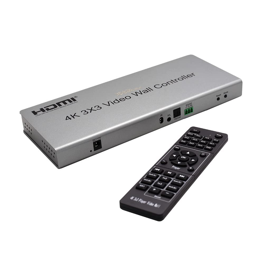 XOLORspace TV33 4K 3x3 Video Wall Controller with 1 HDMI Input and 9 HDMI outputs
