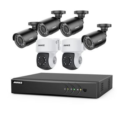 ANNKE 5MP Lite H.265+ 8CH DVR and 4X TVI 2MP Cam & 2X 1080p AHD Outdoor CCTV PT Camera with with 350pan and 90tilt, AI Human/Vehicle Detection, 100 ft Night Vision, Remote Access, NO Hard Drive