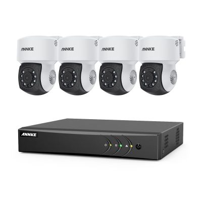 ANNKE 5MP Lite Wired H.265+ 8CH Surveillance DVR and 4X 1080p AHD Outdoor CCTV PT Camera with with 350pan and 90tilt, AI Human/Vehicle Detection, 100 ft Night Vision, Remote Access, NO Hard Drive