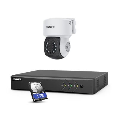 ANNKE 3K Lite Wired H.265+ 8CH Surveillance DVR and 1x 1080p AHD Outdoor CCTV PT Camera with with 350pan and 90tilt, AI Human/Vehicle Detection, 100 ft Night Vision, Remote Access, 1TB Hard Drive