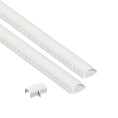 D-Line 31.4in TV Cord Hider, Patented Half Round Cable Cover, Hide Wall Mount TV Wires, Hinged One-Piece Cable Concealer, Adhesive, Decorative Raceway - 2X 0.78in W x 0.39in H x 15.7in L - White