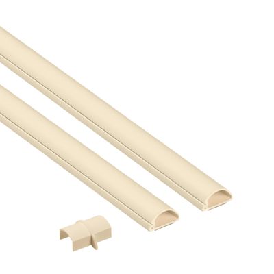 D-Line 31.4in TV Cord Hider, Patented Half Round Cable Cover, Hide Wall Mount TV Wires, Hinged One-Piece Cable Concealer, Adhesive, Decorative Raceway - 2X 0.78in W x 0.39in H x 15.7in L - Beige