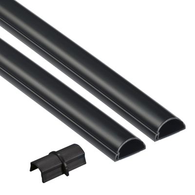 D-Line 31.4in TV Cord Hider, Patented Half Round Cable Cover, Hide Wall Mount TV Wires, Hinged One-Piece Cable Concealer, Adhesive, Decorative Raceway - 2X 1.18in W x 0.59in H x 15.7in L - Black