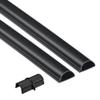 D-Line 31.4in TV Cord Hider, Patented Half Round Cable Cover, Hide Wall Mount TV Wires, Hinged One-Piece Cable Concealer, Adhesive, Decorative Raceway - 2X 1.18in W x 0.59in H x 15.7in L - Black view 1