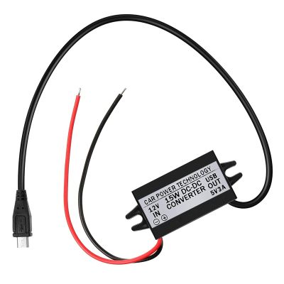 12V to 5V 3A Micro USB Power Adapter DC-DC Buck Converter Module