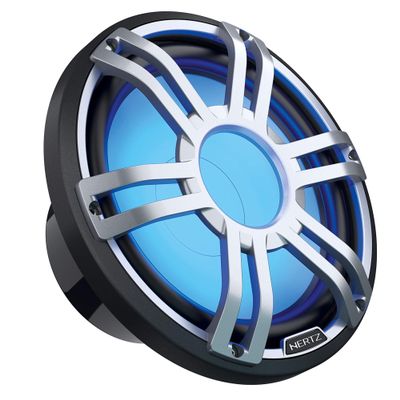 HERTZ HMS 10 S-LD-SW - 10" 4-Ohm Marine Subwoofer with RGB LEDs, White Sport Grille
