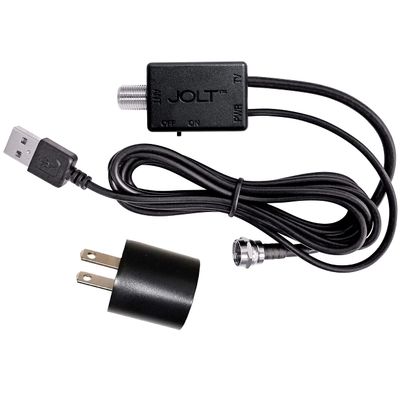 Jolt Switch USB in-Line Amplifier for TV Antenna - w/ 6 ft. USB Cable, Coaxial Cable, USB Power Adapter (Black)