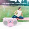 SingingWood GC01 Macarons Series Portable CD Player Boombox with FM, Bluetooth, USB Stereo Radio Kids CD Player LCD Display, Front Aux-in Port Headphone Jack, Supported AC or Battery Powered -Rose view 4