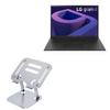 BoxWave Stand and Mount Compatible with LG Ultra Lightweight Laptop 17Z90Q (17 in) - Executive VersaView Laptop Stand, Ergonomic Adjustable Viewing Angle Metallic Riser - Metallic Silver view 1