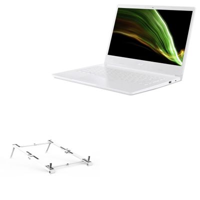 BoxWave Stand and Mount Compatible with Acer Aspire 1 (A114-61) - Pocket Aluminum Stand 3-in-1, Portable Multi Angle Viewing Riser - Metallic Silver