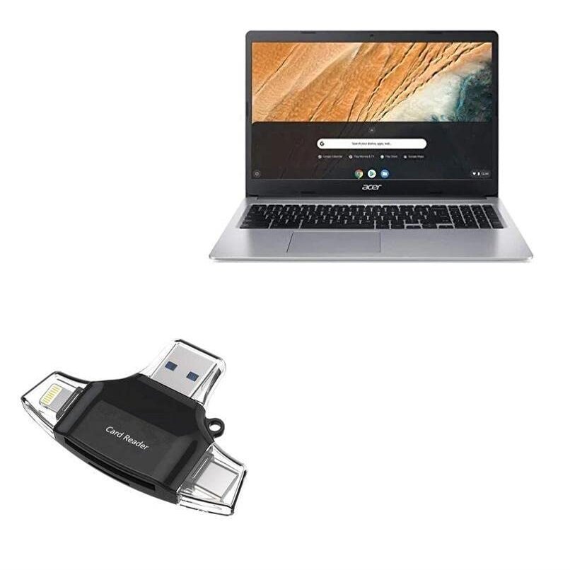 BoxWave Smart Gadget Compatible with Acer Flagship Chromebook IPS Touchscreen (15.6 in) - AllReader SD Card Reader, microSD Card Reader SD Compact USB - Jet Black