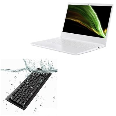 BoxWave Keyboard Compatible with Acer Aspire 1 (A114-61) - AquaProof USB Keyboard, Washable Waterproof Water Resistant - Jet Black