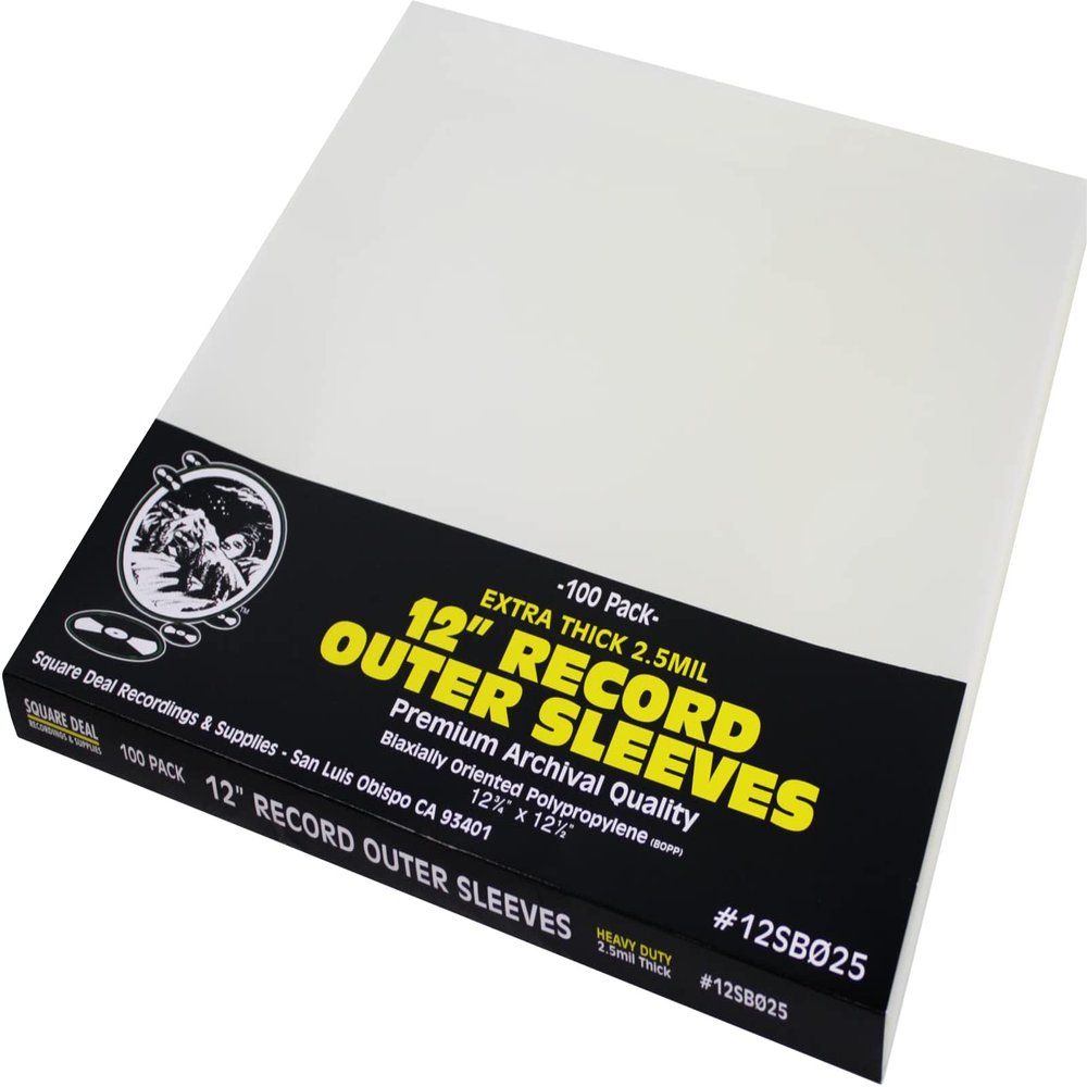 12" LP Record Outer Sleeves Premium 2.5mil Thick Archival Quality, Super Clear - 12SB025 (100)