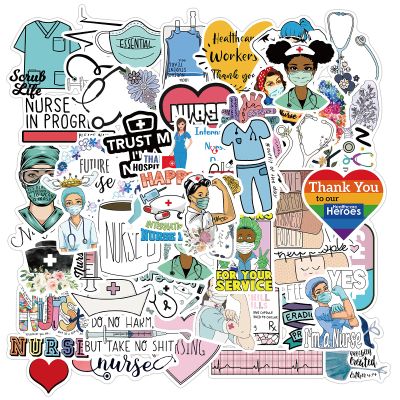 Cute Nurse Stickers for Kids Teens Adults, 50Pcs Positive Medical Waterproof Vinyl Stickers for Water Bottle Laptop, Nurse Accessories, Cool Girl Nursing Stickers Gifts, Nurses Day