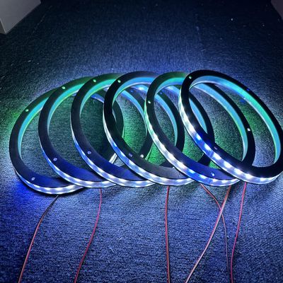 6PCS 8" Car LED Speaker Decorative Light Kit Dream Color Chasing Flow Series Spacer Ring Light Coaxial Speaker Lights Bluetooth App & Remote Controlled