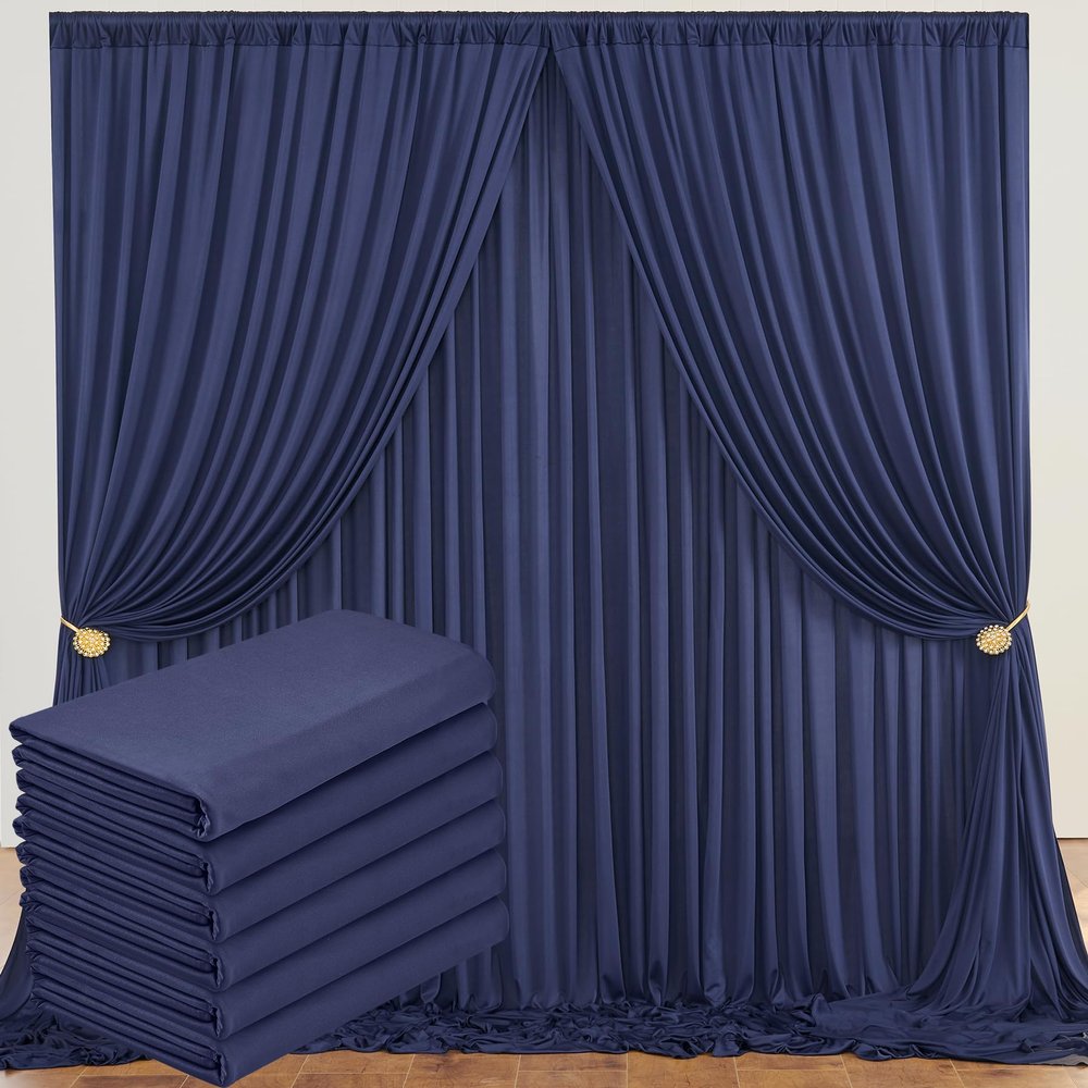 10ftx30ft Navy Blue Backdrop Drapesfor Party,Not See-Through 6 Panels 5ftx10ft Wrinkle-Free Backdrop Curtains for Party, Wedding, Birthday