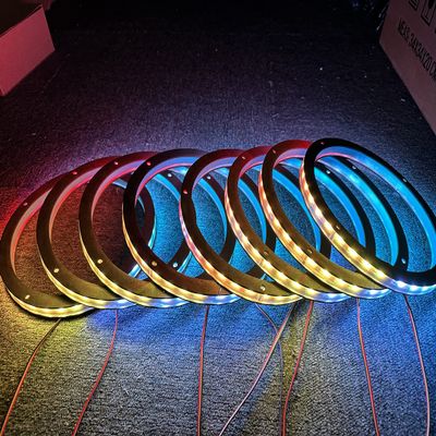 8PCS 6.5" Car LED Speaker Ring Lights Decorative Light Kit Dream Color Chasing Flow Series + RGB Spacer Ring Light Coaxial Speaker Lights Bluetooth App & Remote Controlled