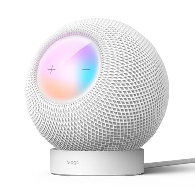 elago Stand Compatible with HomePod Mini - Proper EQ, Easier to Control with Better Indicator Visibility, Stable Mount, Anti-Slip Silicone Stand (White)