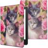 CGFGHHUY Case for All-New Kindle 11th Generation 6 inch 2022 Release Lightweight Protective Smart Stand Cover with Auto Wake Sleep Case for Kindle 2022 11th Gen E-Reader - Pink Rose Flower Cat view 1