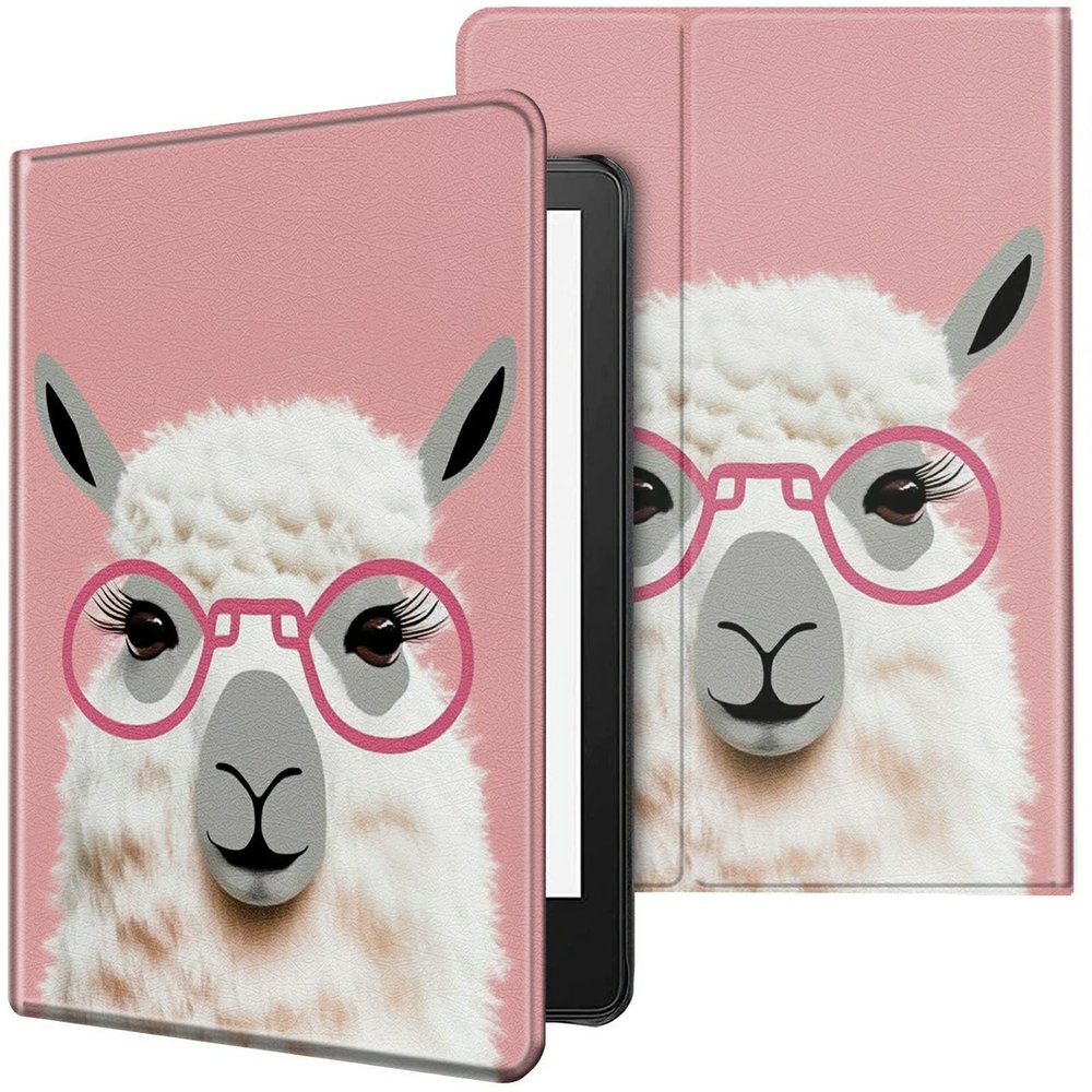 CGFGHHUY Case for 6.8 inch Kindle Paperwhite 11th Generation 2021/Kindle Paperwhite Signature Edition Lightweight Protective PU Leather Smart Stand Cover with Auto Wake Sleep - Cute Alpaca