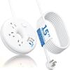i-Donut Extension Cord 15FT, NTONPOWER Long Extension Cord with 3 USB Ports(1 USB C), 3 Outlets, Flat Plug Switch, Travel Power Strip for Home, Office, Dresser, Dorm Room, White view 1