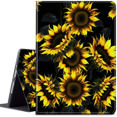 CGFGHHUY for Fire HD 10 Tablet Case (7th/9th Generation 2017/2019 Release 10.1 inch Lightweight Protective PU Leather Smart Stand Cover with Auto Wake Sleep - Sunflowers