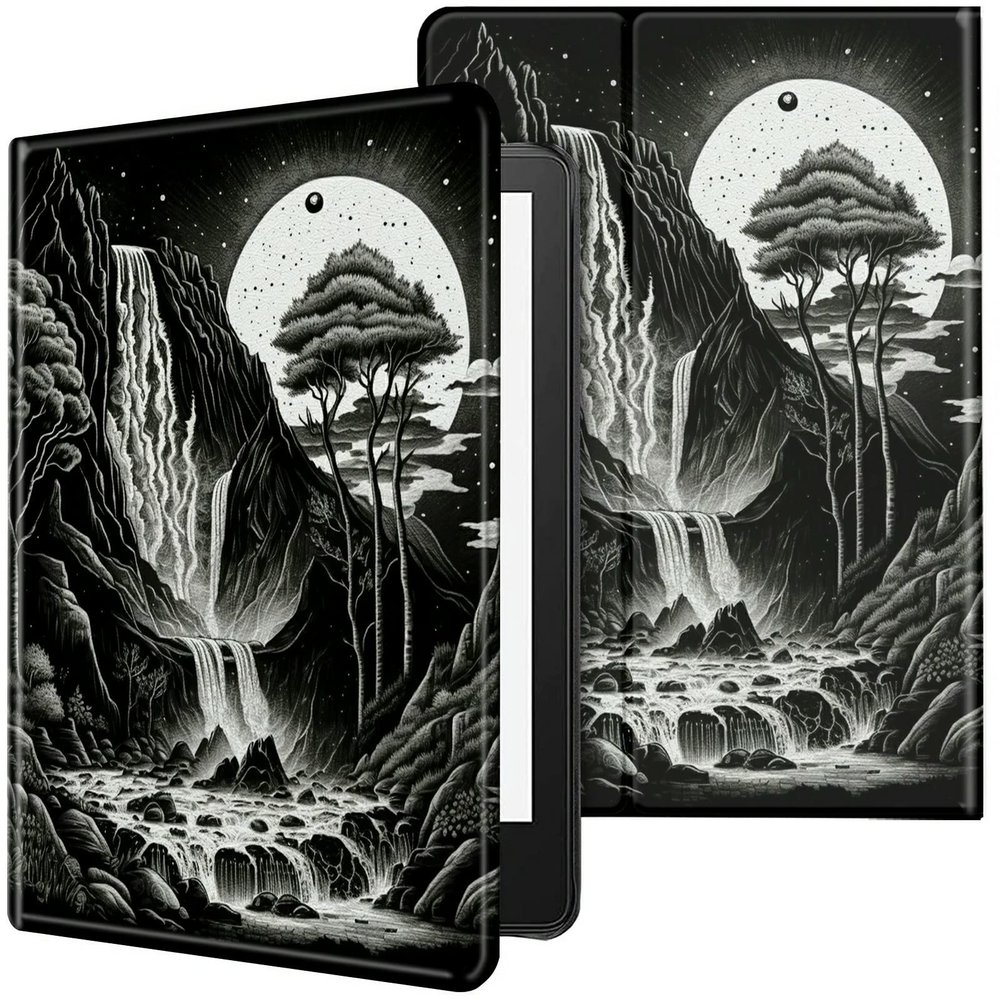 CGFGHHUY for Kindle Paperwhite Case 6 inch 10th Generation 2018 Lightweight Protective PU Leather Smart Stand Cover with Auto Wake Sleep Case for Kindle Paperwhite E-Reader - Mountain Tree Moon