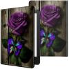 CGFGHHUY Case for All-New Kindle 11th/12th Generation 6 inch 2022/2024 Release Lightweight Protective PU Leather Smart Stand Cover with Auto Wake Sleep Tablet Case - Purple Rose and Butterflies view 1