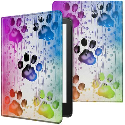 CGFGHHUY Case for 6.8 inch Kindle Paperwhite 11th Generation 2021/Kindle Paperwhite Signature Edition Lightweight Protective PU Leather Smart Stand Cover with Auto Wake Sleep - Watercolor Dog Paws