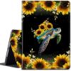 CGFGHHUY for Fire HD 10 Tablet Case (7th/9th Generation 2017/2019 Release 10.1 inch Lightweight Protective PU Leather Smart Stand Cover with Auto Wake Sleep - Turtles and Sunflowers view 1