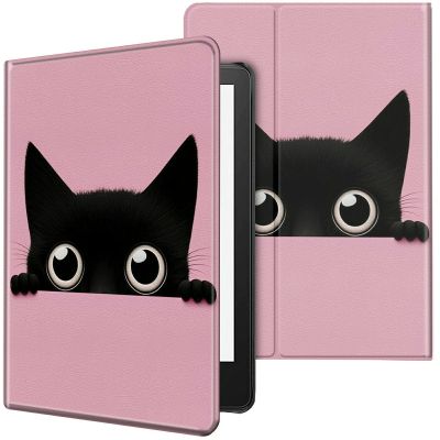 CGFGHHUY Case for 6.8 inch Kindle Paperwhite 11th Generation 2021/Kindle Paperwhite Signature Edition Lightweight Protective PU Leather Smart Stand Cover with Auto Wake Sleep - Cute Cat