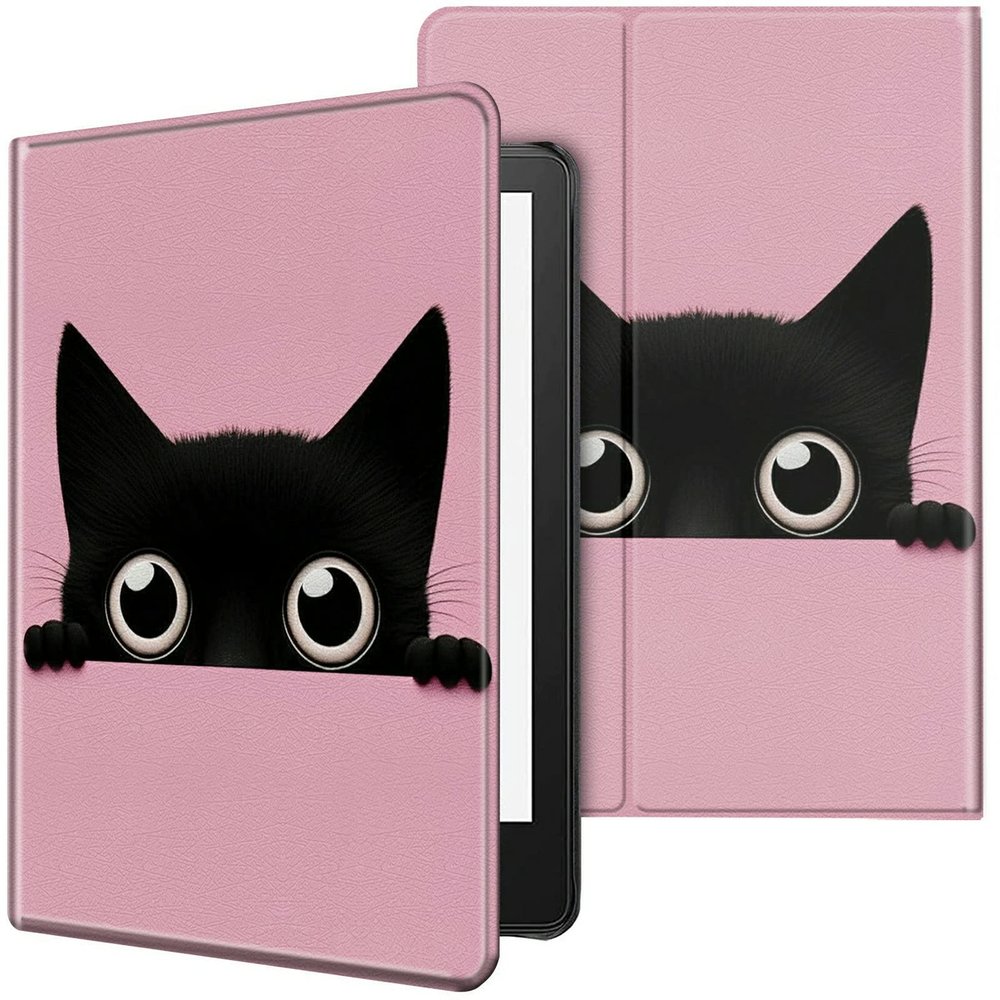 CGFGHHUY Case for 6.8 inch Kindle Paperwhite 11th Generation 2021/Kindle Paperwhite Signature Edition Lightweight Protective PU Leather Smart Stand Cover with Auto Wake Sleep - Cute Cat