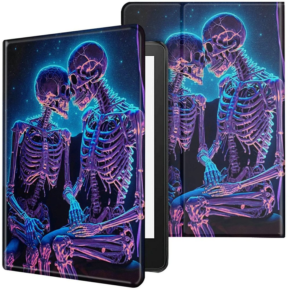 CGFGHHUY Case for 6.8 inch Kindle Paperwhite 11th Generation 2021/Kindle Paperwhite Signature Edition Lightweight Protective PU Leather Smart Stand Cover with Auto Wake Sleep - Skull Love