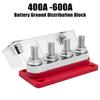GMURA Bus Bar Terminal Block 12-48V 600A Max, 4 M10 Studs (3/8") High Current Copper Busbar Terminal Block with Waterproof Cover, Marine Heavy Duty Bus Bar Power Distribution Block, Red view 2