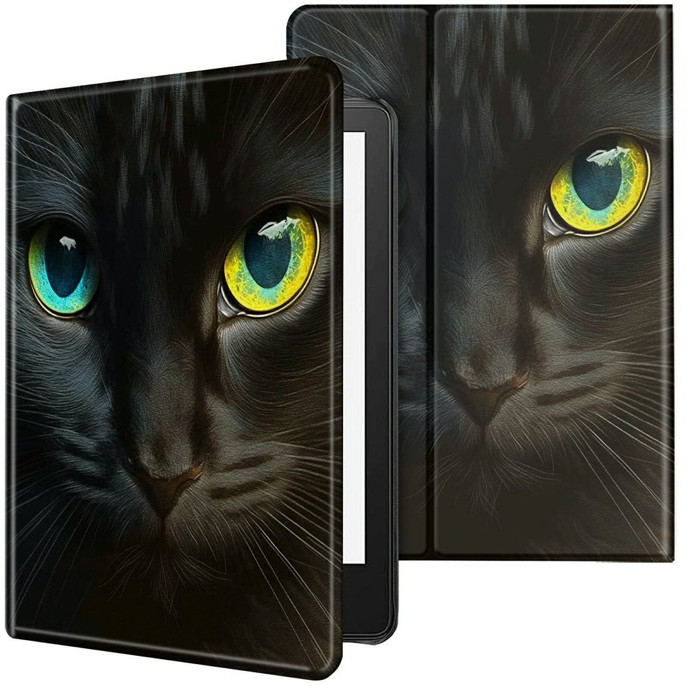 CGFGHHUY Case for 6.8 inch Kindle Paperwhite 11th Generation 2021/Kindle Paperwhite Signature Edition Lightweight Protective PU Leather Smart Stand Cover with Auto Wake Sleep - Cute Cat Black