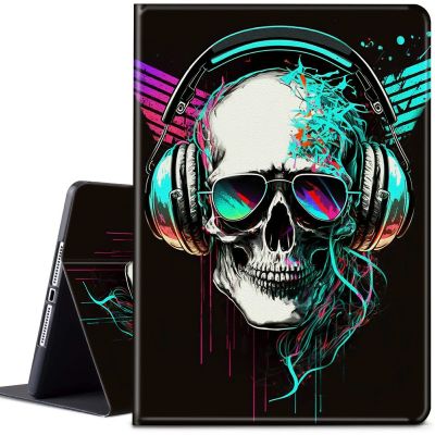 CGFGHHUY Case for All-New Kindle Fire HD 10 & 10 Plus Tablet 11th Generation 2021 Release 10.1 inch Lightweight Protective PU Leather Smart Stand Cover with Auto Wake Sleep - Music Skull