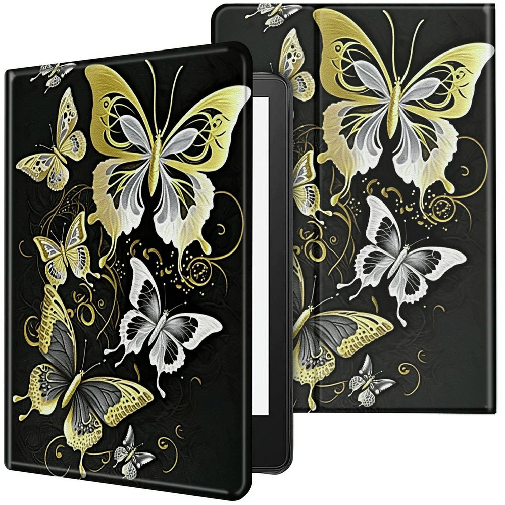 CGFGHHUY Case for All-New Kindle 11th Generation 6 inch 2022 Release Lightweight Protective PU Leather Smart Stand Cover with Auto Wake Sleep Case for Kindle 2022 11th Gen E-Reader,Golden Butterflies