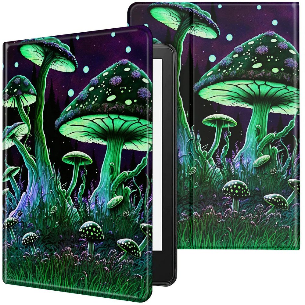 CGFGHHUY for Kindle Paperwhite Case 6 inch 10th Generation 2018 Lightweight Protective PU Leather Smart Stand Cover with Auto Wake Sleep Case for Kindle Paperwhite E-Reader - Green Mushroom