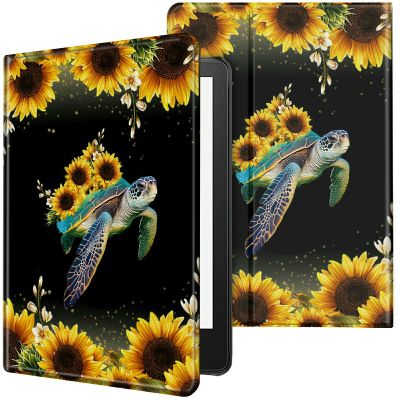 CGFGHHUY for Kindle Paperwhite Case 6 inch 10th Generation 2018 Lightweight Protective PU Leather Smart Stand Cover with Auto Wake Sleep Case for Kindle Paperwhite E-Reader - Turtles and Sunflowers