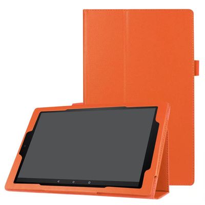 ZZOUGYY Tablet Cover for Amazon Kindle Fire HD10 5th Generation (2015 Release), Ultra Slim Folio Stand Leather Case for Kindle Fire HD 10 5th Gen 10.1" (Li-Orange)