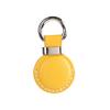 LQU Genuine Leather Keychain Holder Compatible with Airtag, Secure Air Tag Keychain Holder Case Cover Key Chain Ring Accessories for Air Tag - Yellow V2.0 view 1