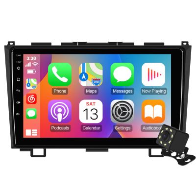 9 inches Android 10 Double Din Car Stereo for Honda CR-V 2007, 2008, 2009, 2010, 2011 IPS Touchscreen Screen Car Radio with Carplay & Android Auto Support Backup Camera GPS FM Navi BT