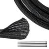 RED WOLF Braided Wire Cable Sleeve Split Wiring Sleeving 10 Feet - 1/2" Flexible Self-Wrap for Automotive Computer Cable Cord Management Cover Protector, Anti-Scratch High-Temperature Black view 1