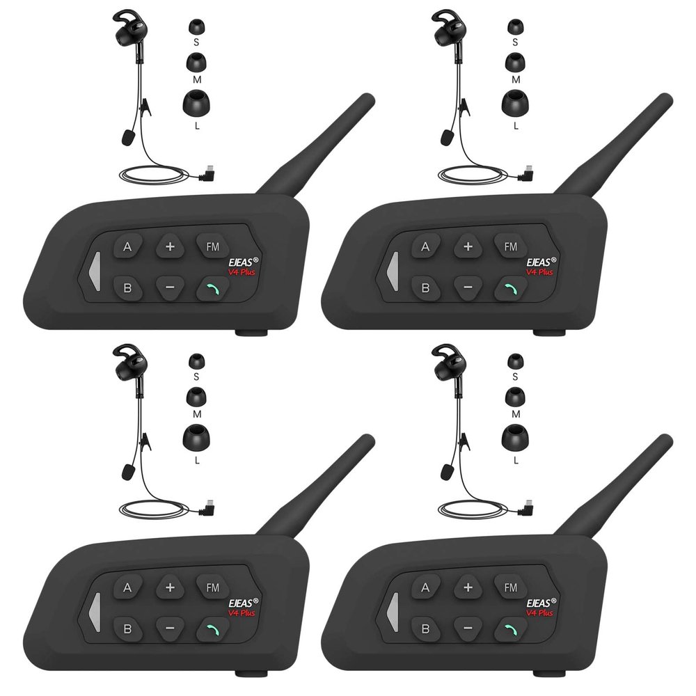 GaiRen Referee Communication System Sets, V4C Plus Referee Headsets with USB C Interface Right Earpiece for Volleyball Official Football Coach Crews Soccer Handball (4 Pack)