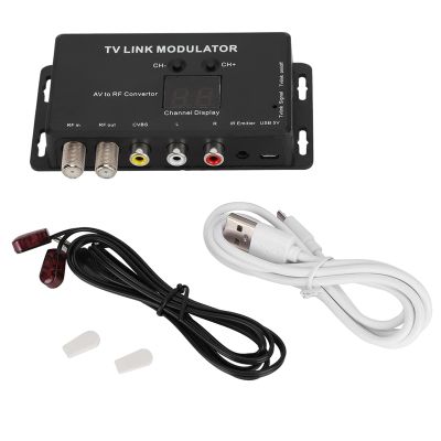 TV Link Modulator UHF Modulator, AV to RF Converter with Channel Display USB Plug and Play, Mini TM70 UHF Digital Modulator AV to RF Converter IR Extender Support PAL NTSC
